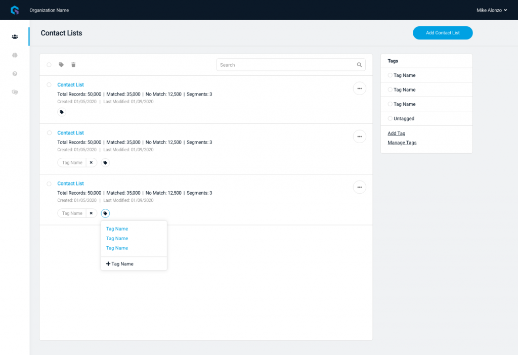 02a - Contact Lists - List View - Add Tag - 1 – 1 02a - Contact Lists - List View - Add Tag - 1 – 1